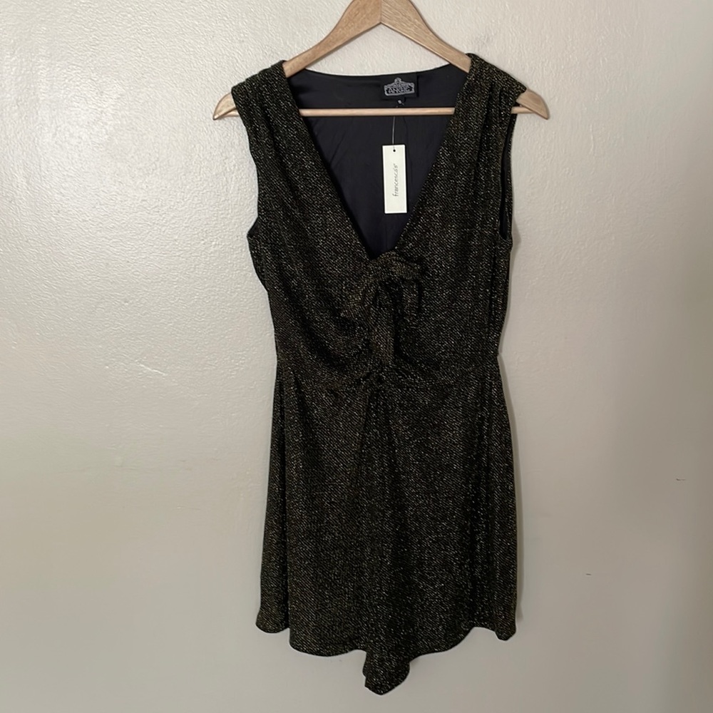 NWT Angie Black / Gold Metallic Romper. Small
